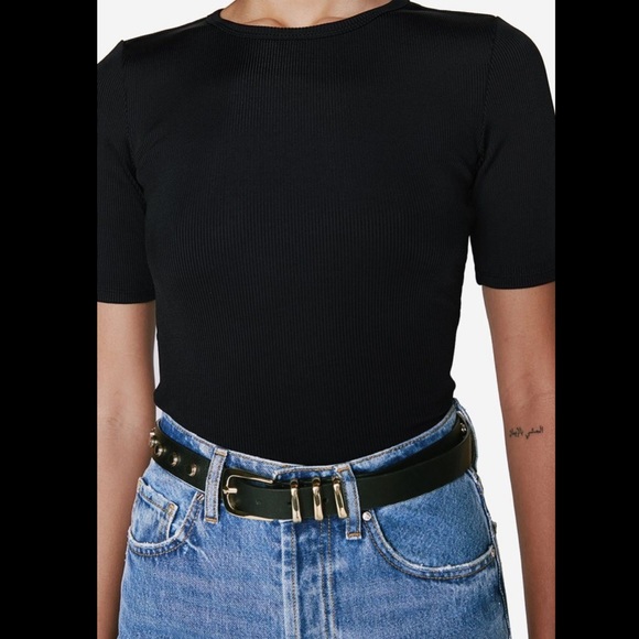 Anine Bing Flex Rib Jean Top Black S M - Picture 4 of 7